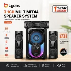 Lyons LYS3604 3.1CH Multimedia Home Theatre Subwoofer System - Bluetooth, USB, FM, AUX & LED Display