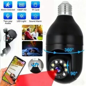 HD 1080p Smart WiFi 360-Degree Panoramic IP Camera with Color Night Vision & Two-Way Audio - Black