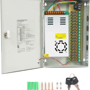 12V 30A 18-Channel Closed Metal Box CCTV Power Supply Unit (360W Heavy-Duty)